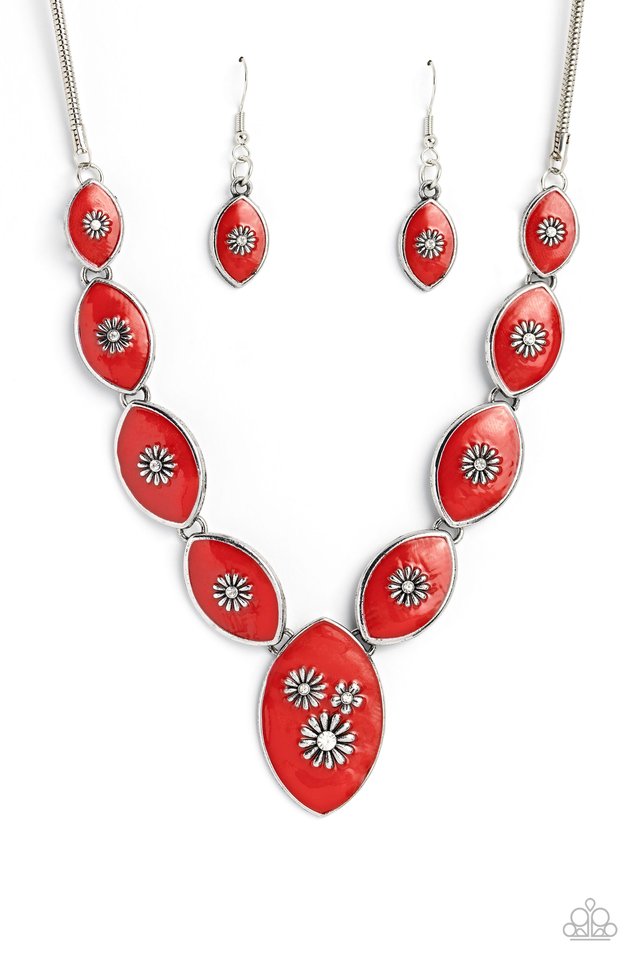 Pressed Flowers - Red - Paparazzi Necklace Image