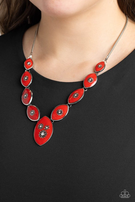 Pressed Flowers - Red - Paparazzi Necklace Image