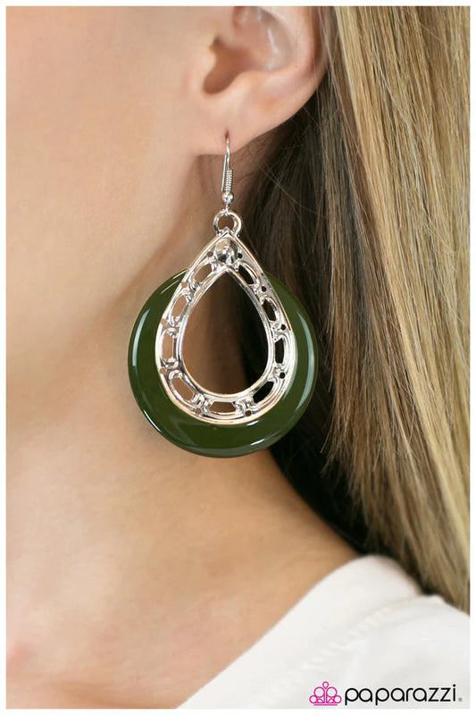 Paparazzi Earring ~ Cut It Out - Green