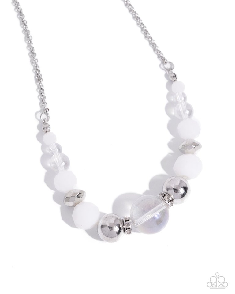 Disco Date - White - Paparazzi Necklace Image