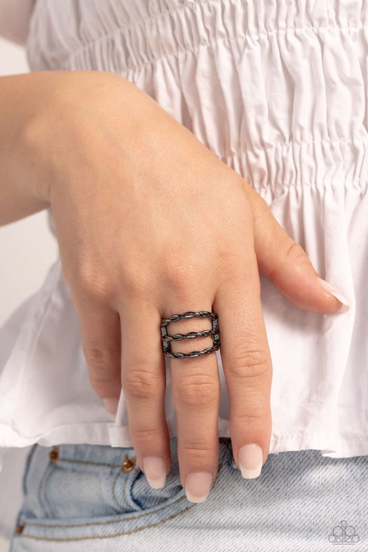 Corded Command - Black - Paparazzi Ring Image