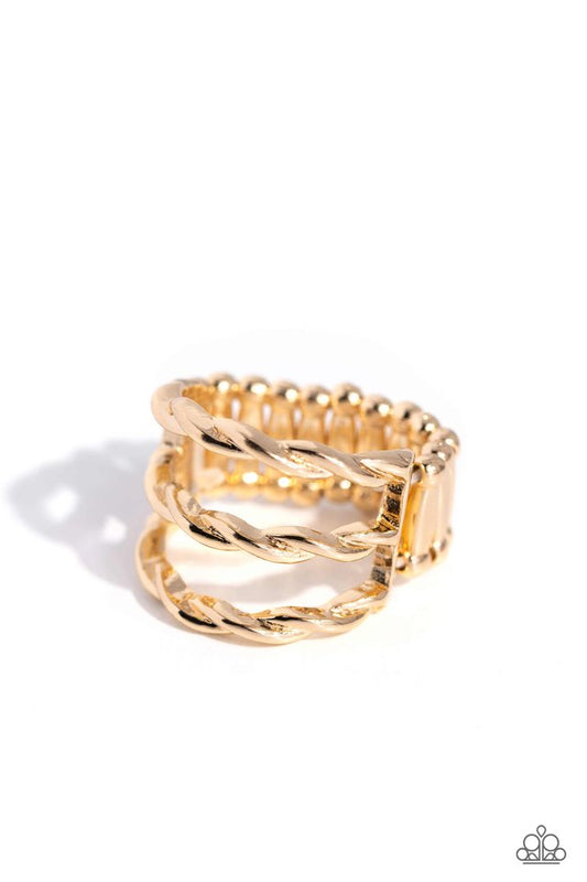 Corded Command - Gold - Paparazzi Ring Image