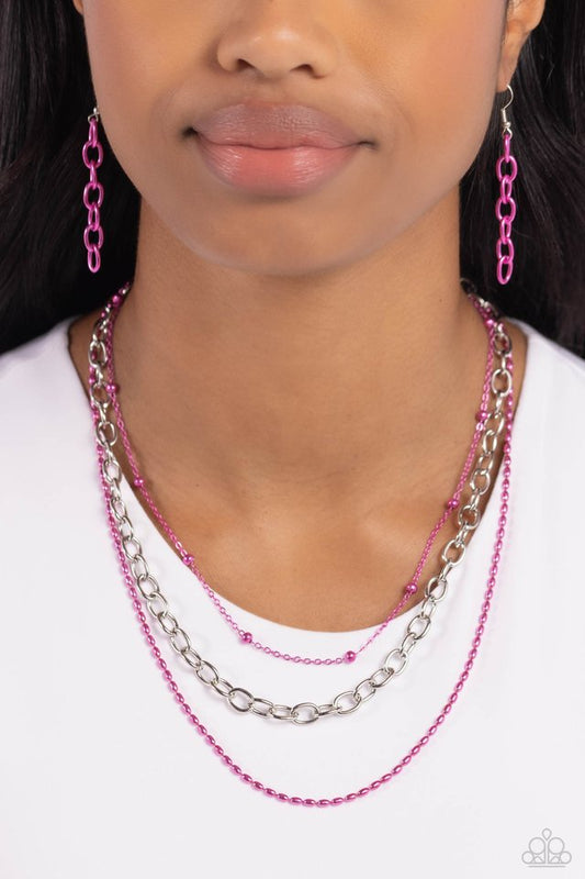 Mardi Gras Mayhem - Pink - Paparazzi Necklace Image