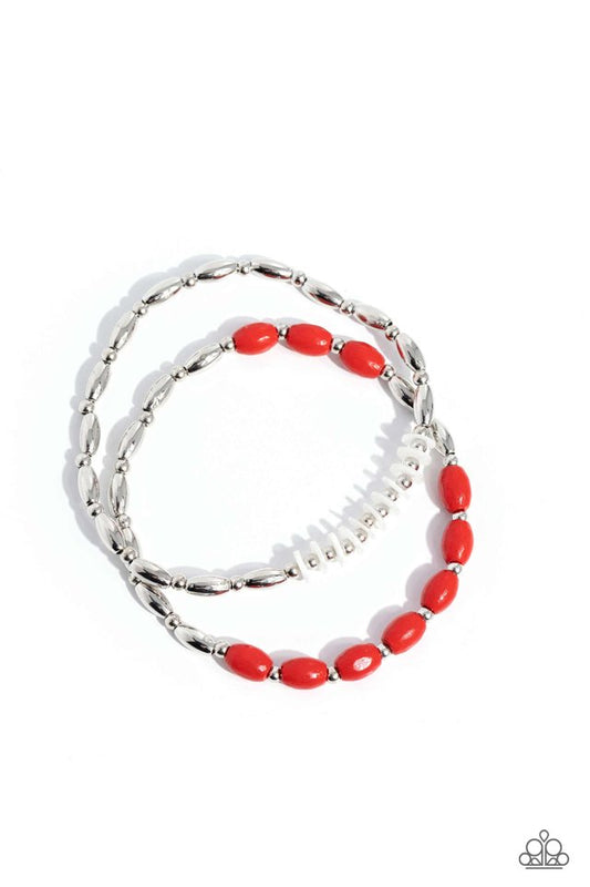 WOOD Luck - Red - Paparazzi Bracelet Image