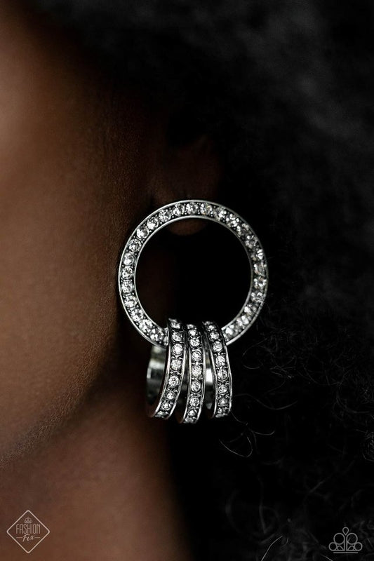 Adorned Allegiance - White - Paparazzi Earring Image