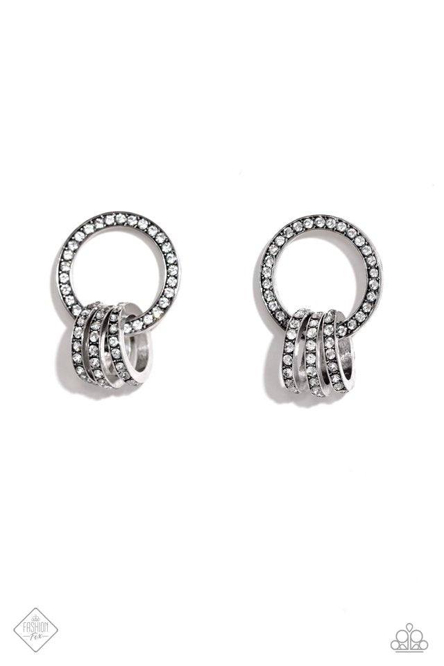 Adorned Allegiance - White - Paparazzi Earring Image