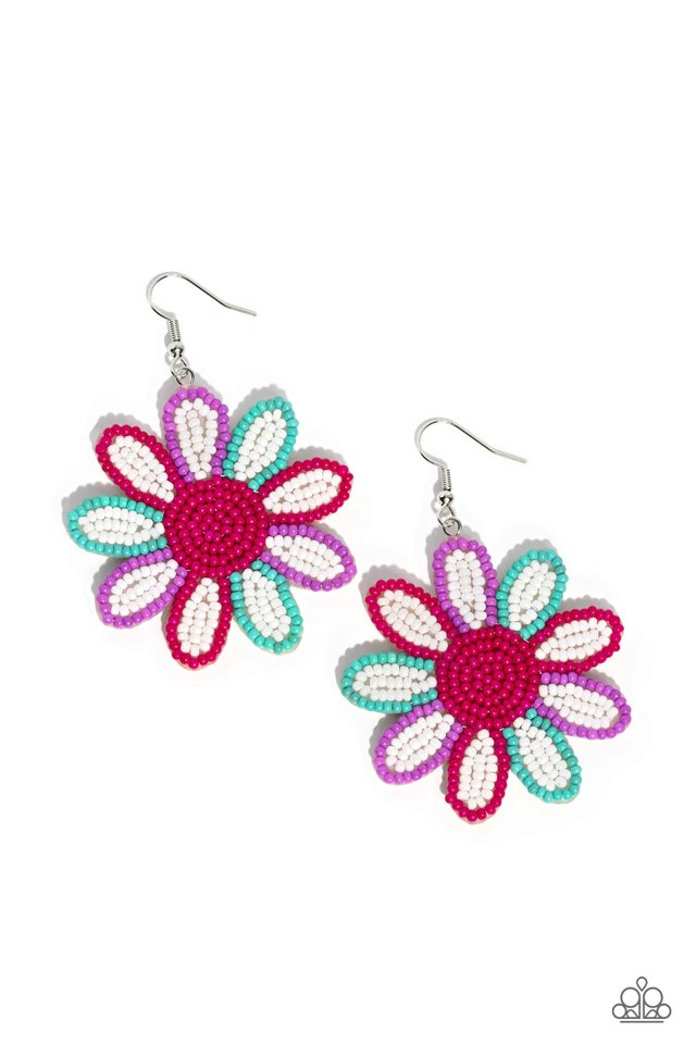 Sensational Seeds White Daisy Post Earring - Paparazzi Accessories