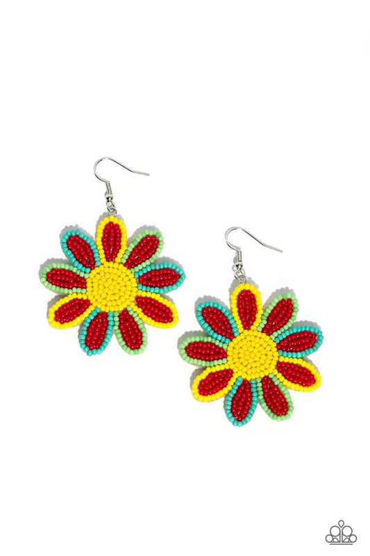Decorated Daisies - Red - Paparazzi Earring Image