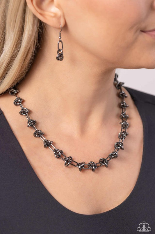 Knotted Kickoff - Black - Paparazzi Necklace Image