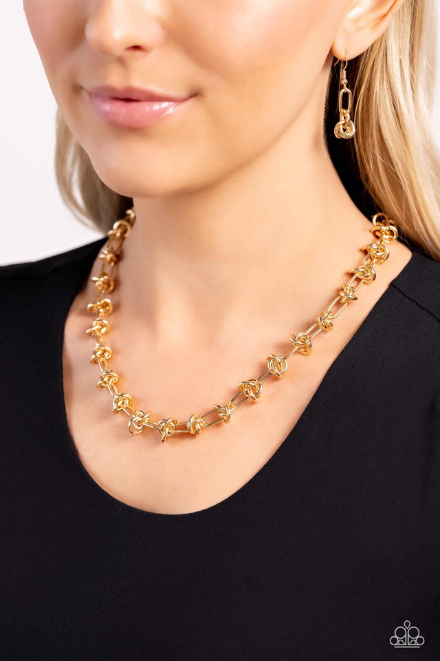 Knotted Kickoff - Gold - Paparazzi Necklace Image