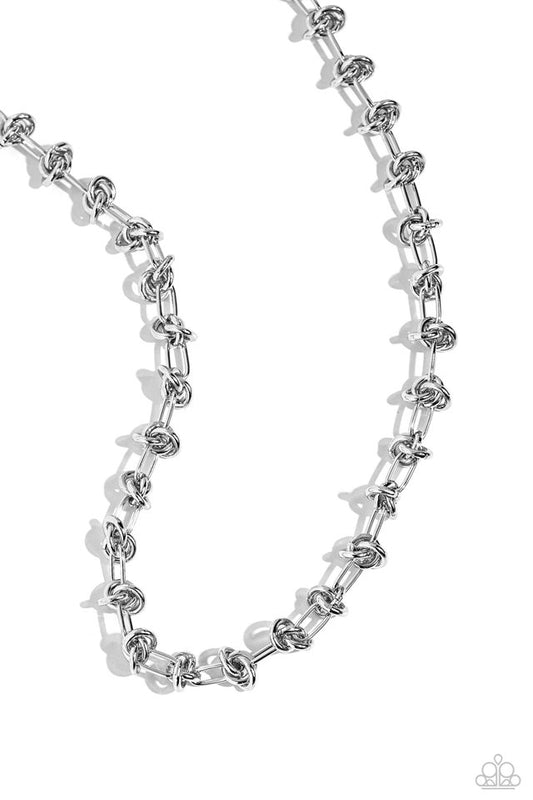 Knotted Kickoff - Silver - Paparazzi Necklace Image