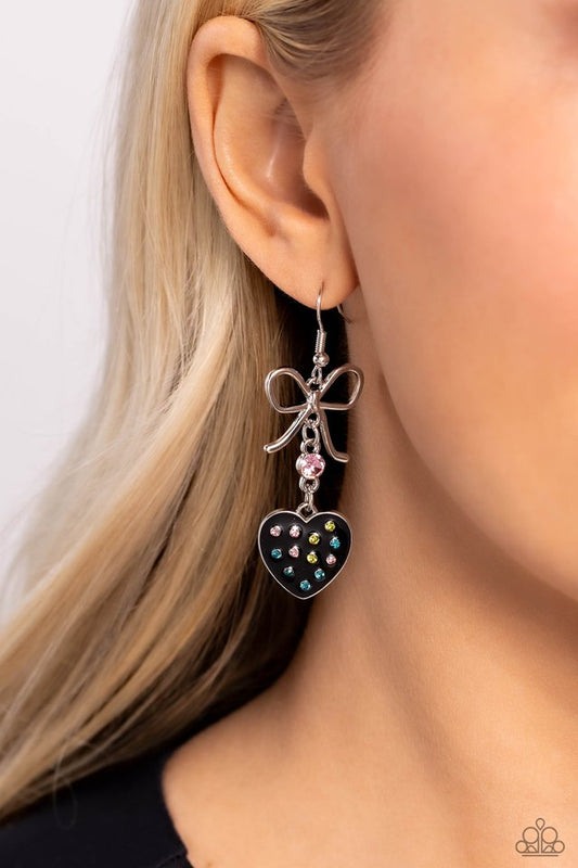 BOW Away Zone - Black - Paparazzi Earring Image