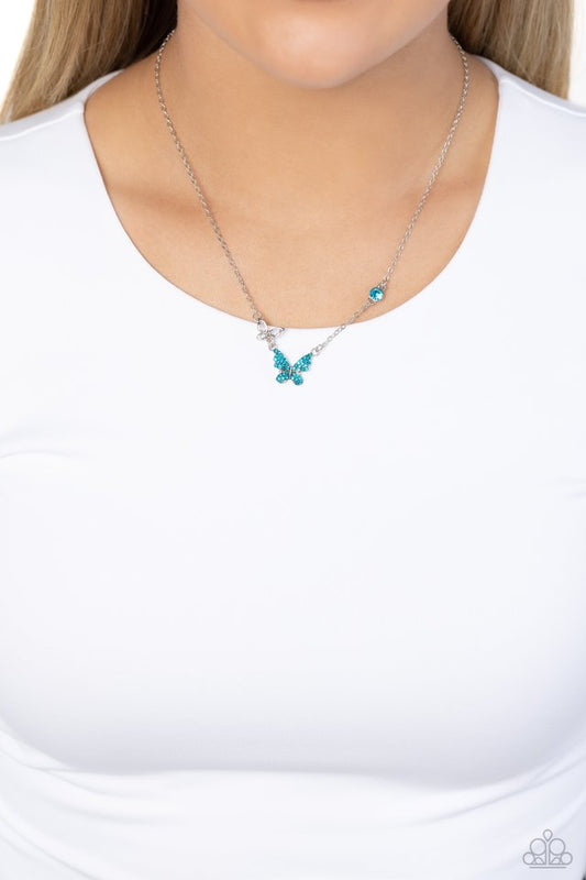 Cant BUTTERFLY Me Love - Blue - Paparazzi Necklace Image