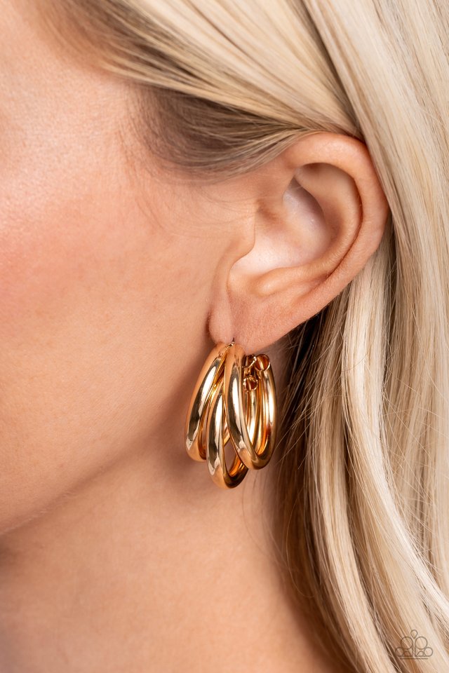 HOOP of the Day - Gold - Paparazzi Earring Image