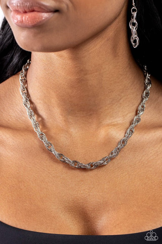 Braided Ballad - Silver - Paparazzi Necklace Image