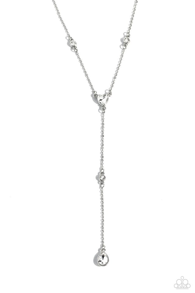 Lavish Lariat - White - Paparazzi Necklace Image