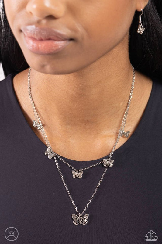 Butterfly Beacon - Silver - Paparazzi Necklace Image