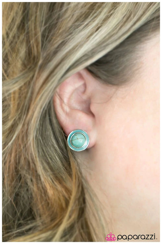 Paparazzi Earring ~ Chip Off Of The Old Stone  - Blue