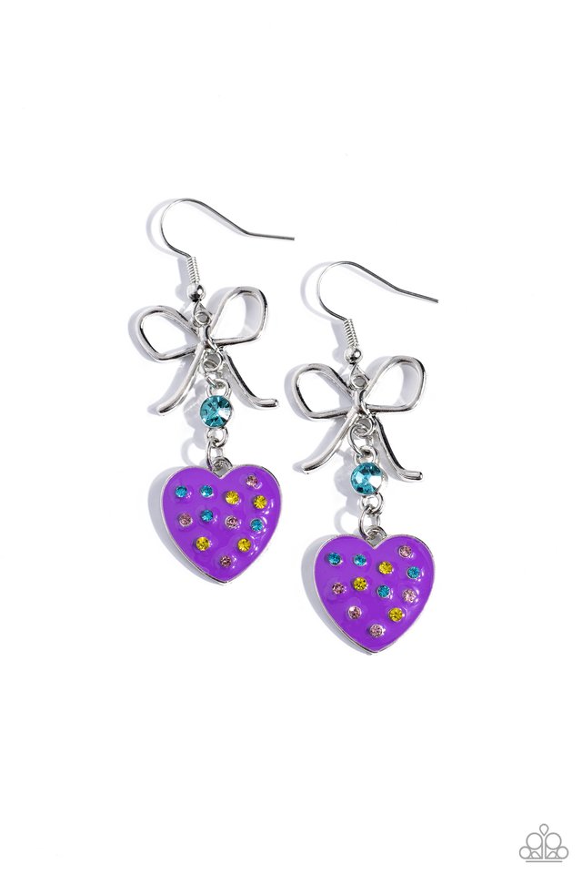 BOW Away Zone - Purple - Paparazzi Earring Image