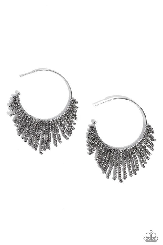 Tailored Tassel - Silver - Paparazzi Earring Image