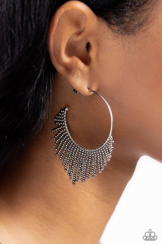 Tailored Tassel - Silver - Paparazzi Earring Image