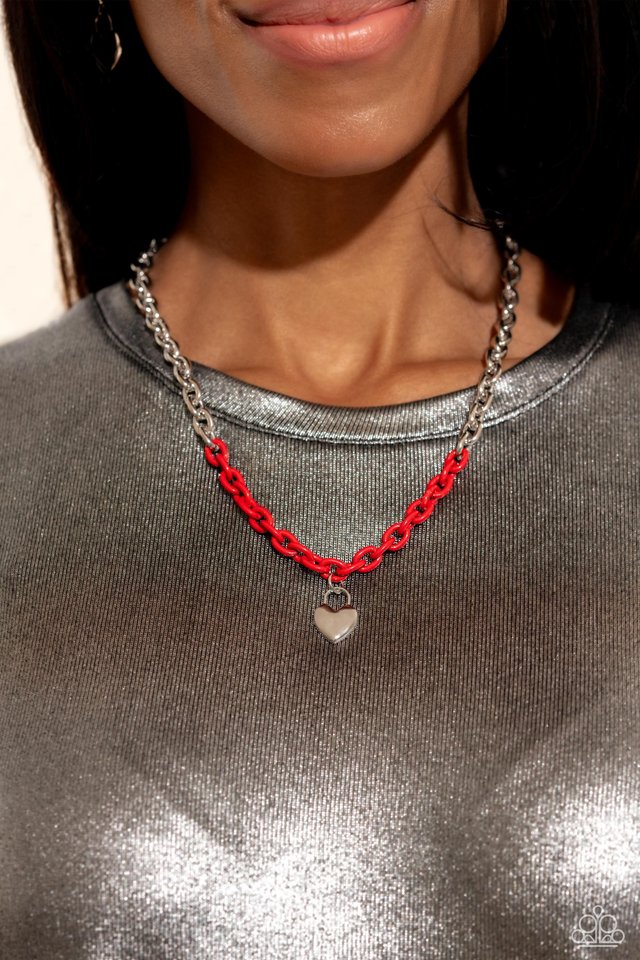 Locked Down - Red - Paparazzi Necklace Image