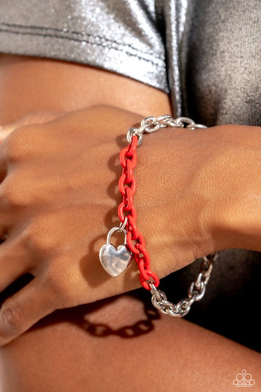 Locked and Loved - Red - Paparazzi Bracelet Image