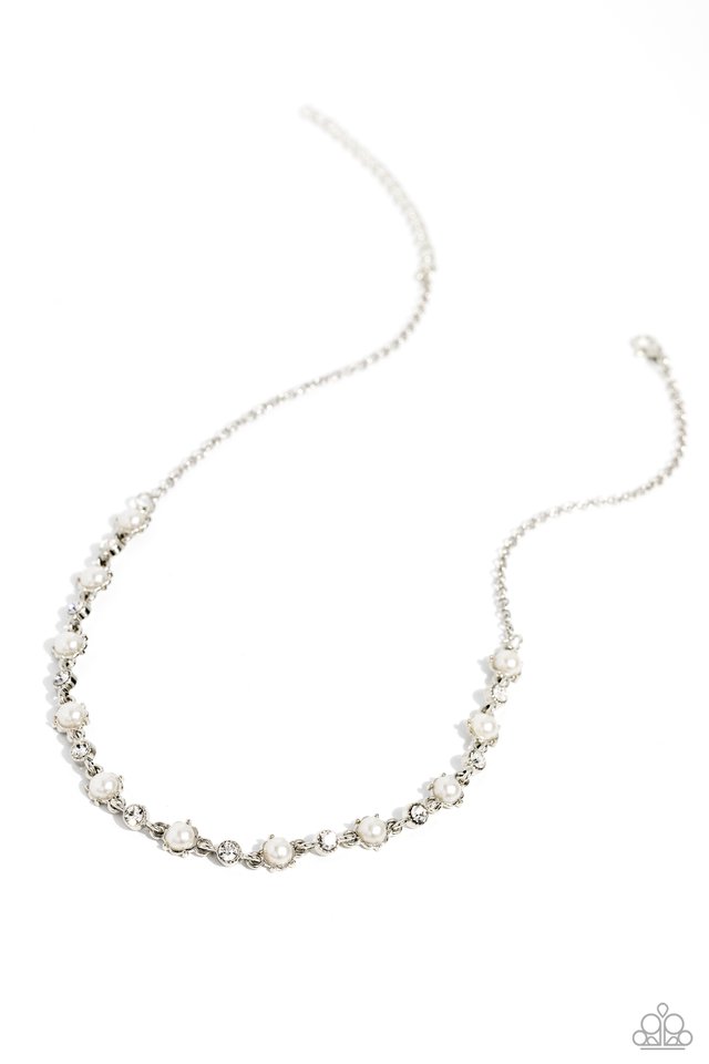 Pronged Passion - White - Paparazzi Necklace Image