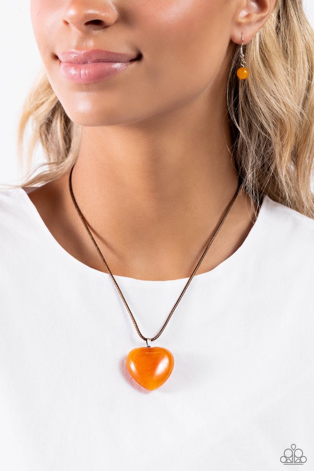 Paparazzi Necklace ~ Serene Sweetheart Orange Paparazzi Jewelry Online Store 1902