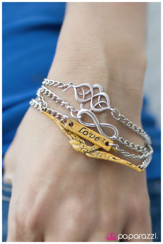 Paparazzi Bracelet ~ Then Love Swooped In - Yellow