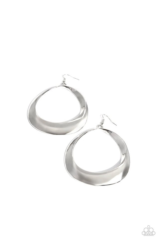 Asymmetrical Action - Silver - Paparazzi Earring Image