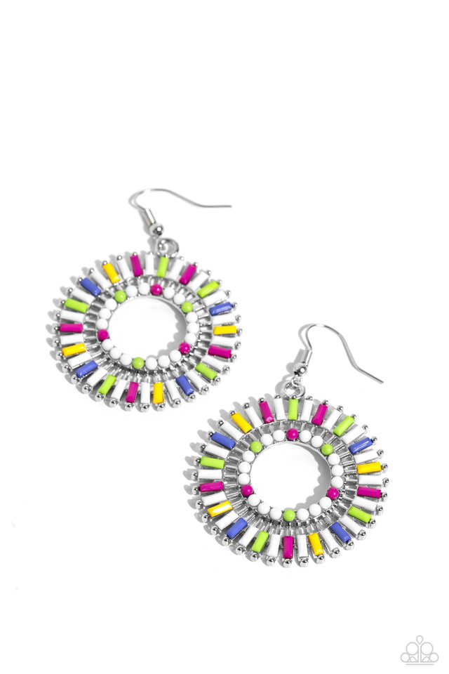 Ferris Wheel Finale - White - Paparazzi Earring Image