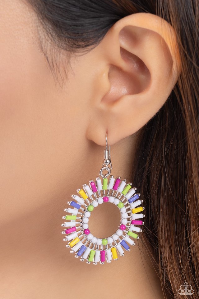 Ferris Wheel Finale - White - Paparazzi Earring Image