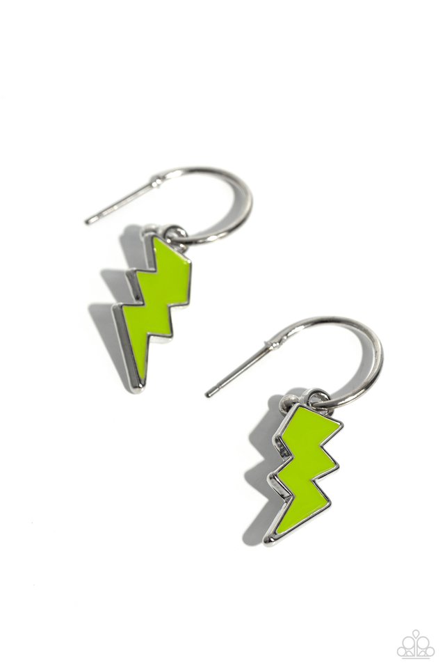 Lightning Limit - Green - Paparazzi Earring Image