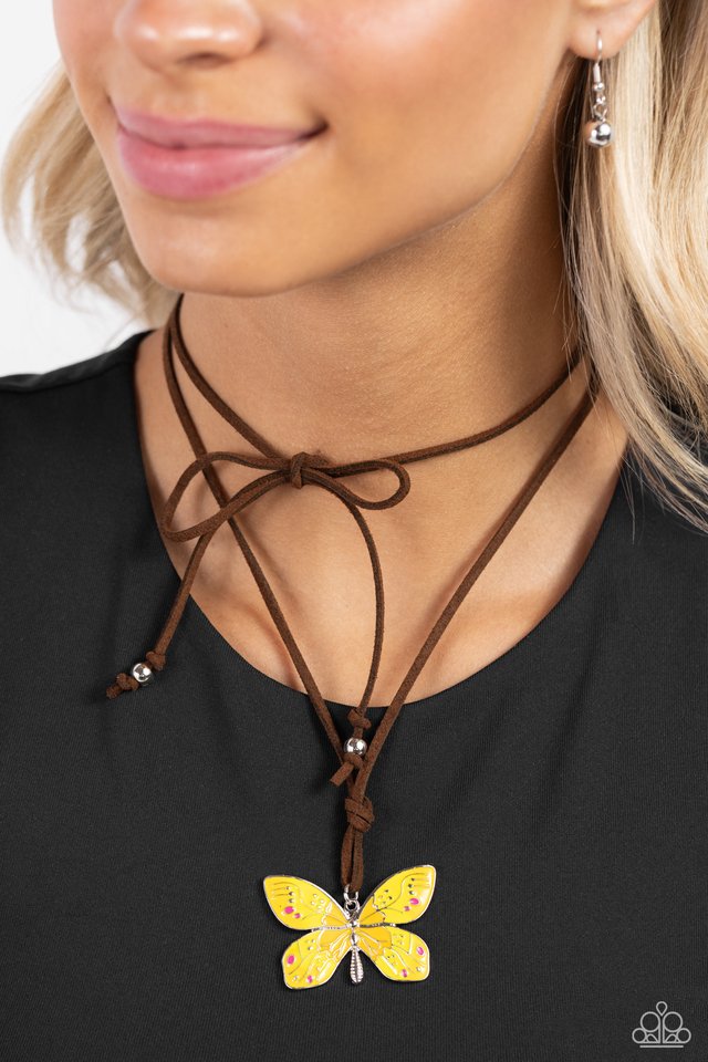 Winged Wanderer - Yellow - Paparazzi Necklace Image