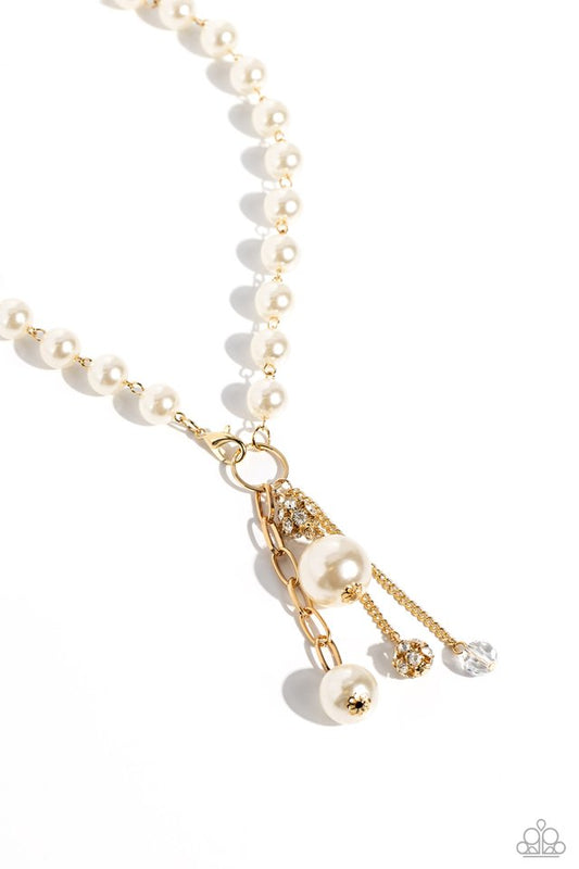 White Collar Welcome - Gold - Paparazzi Necklace Image
