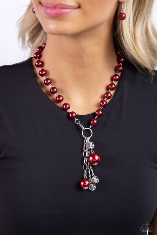White Collar Welcome - Red - Paparazzi Necklace Image