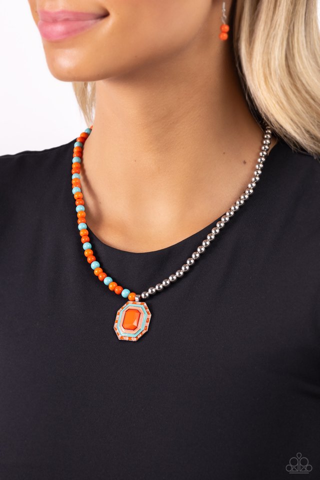 Contrasting Candy - Orange - Paparazzi Necklace Image
