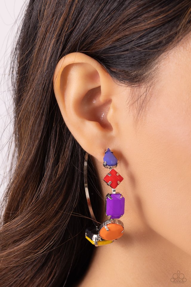 Geometric Gamer - Multi - Paparazzi Earring Image