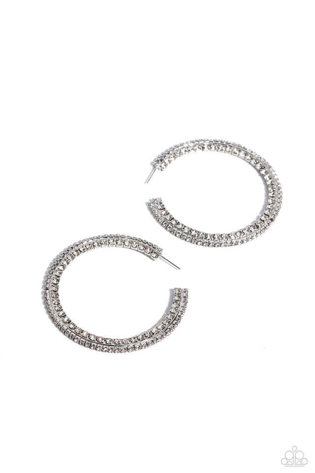 Scintillating Sass - White - Paparazzi Earring Image