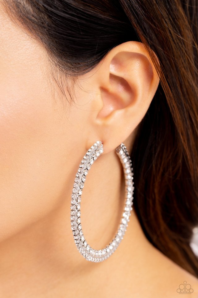 Scintillating Sass - White - Paparazzi Earring Image