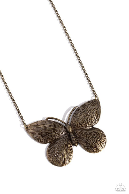 DRAWN to the Wind - Brass - Paparazzi Necklace Image