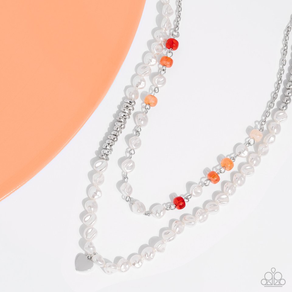 Pearl Pact - Orange - Paparazzi Necklace Image