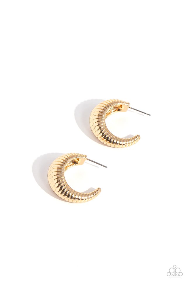 Textured Tenure - Gold - Paparazzi Earring Image