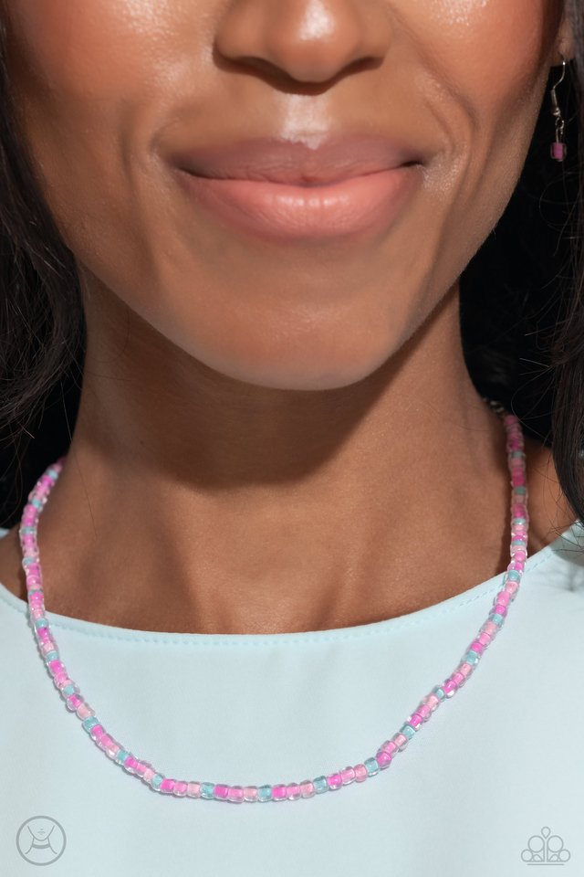 Colorfully GLASSY - Pink - Paparazzi Necklace Image