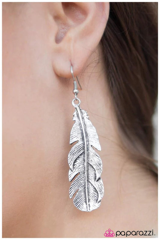 Paparazzi Earring ~ Bird of Prey - Silver