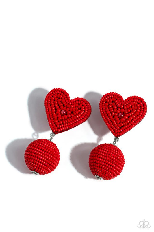 Spherical Sweethearts - Red - Paparazzi Earring Image
