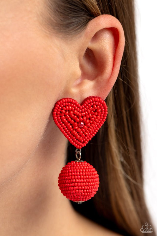 Spherical Sweethearts - Red - Paparazzi Earring Image