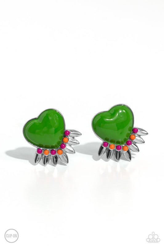 Spring Story - Green - Paparazzi Earring Image
