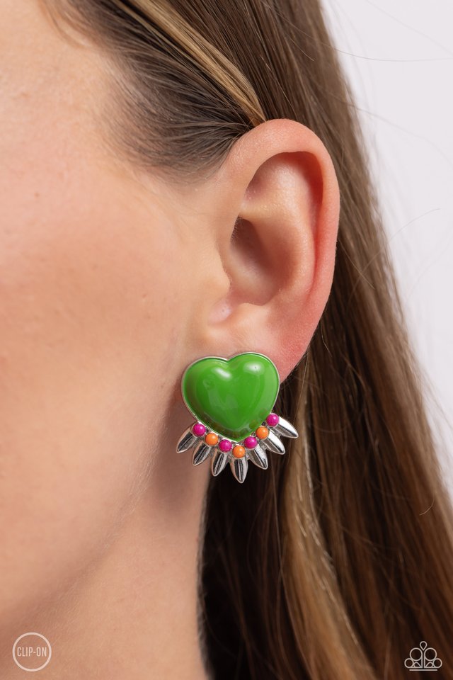 Spring Story - Green - Paparazzi Earring Image